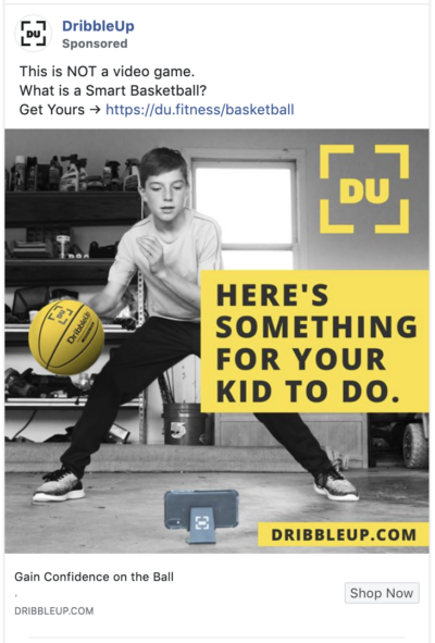 DribbleUp Facebook ad DribbleUp's ad makes use of contrast