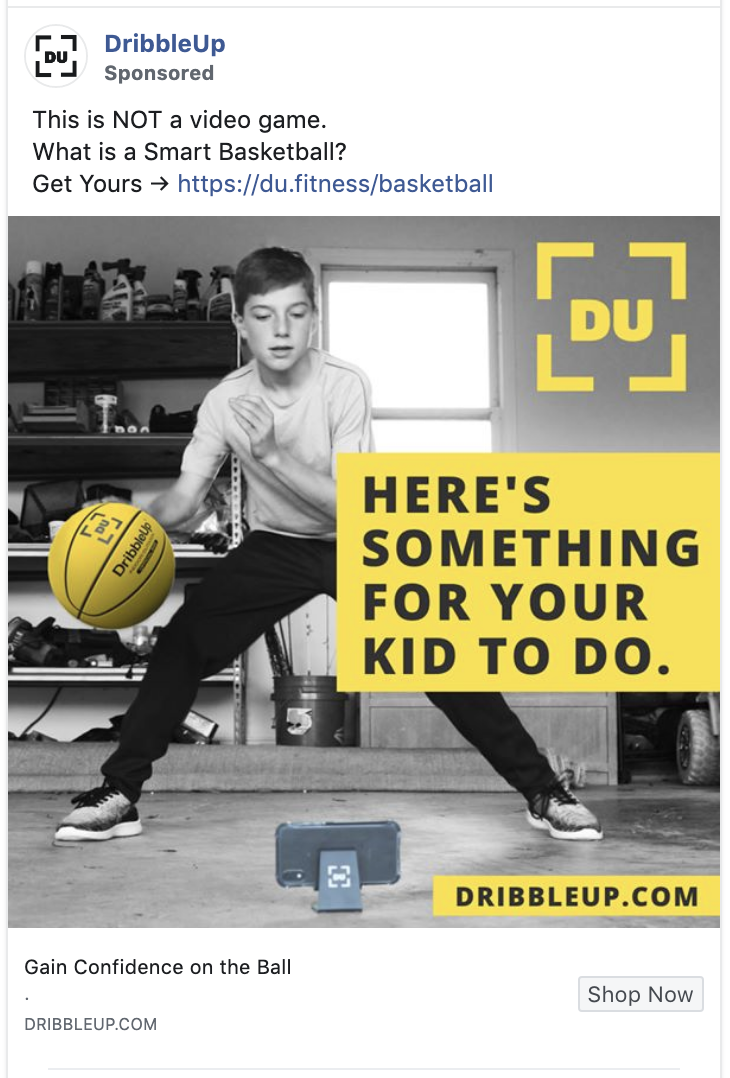 DribbleUp's ad makes use of contrast