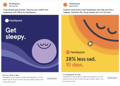 Headspace facebook ad Headspace ad makes a compelling promise