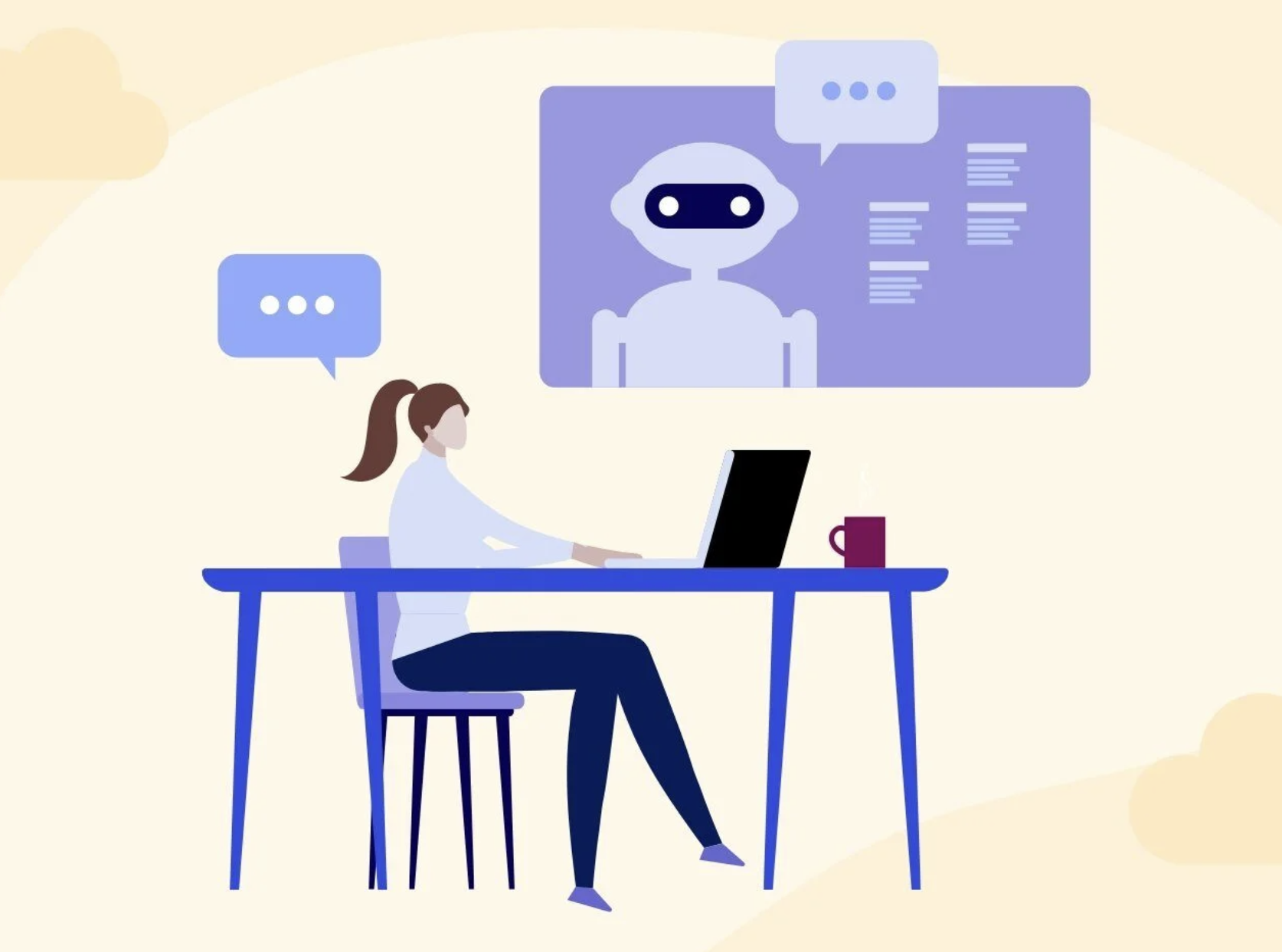 girl at computer seo ai