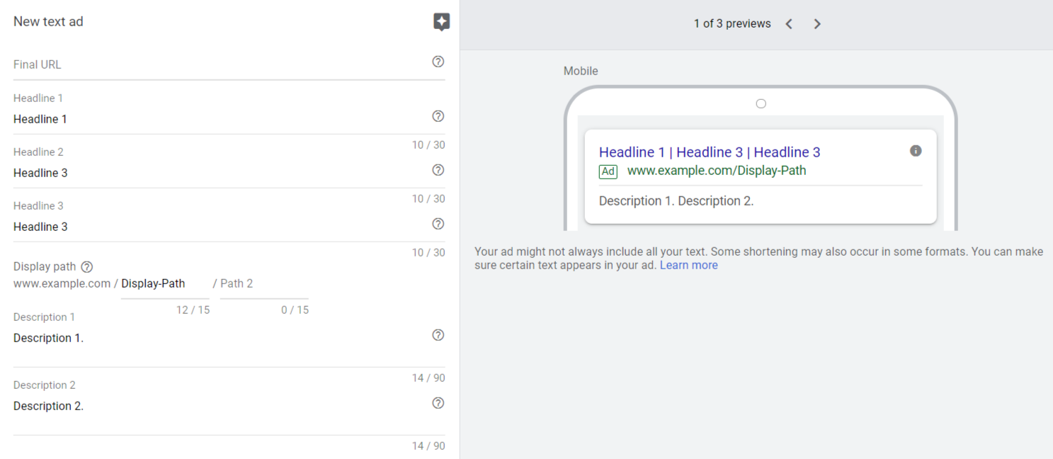 ad creation Google Ads Setup - Create an ad