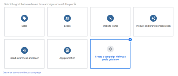 Google Ads Setup Goal