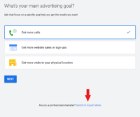 Google Ads-Einrichtung - Zum Standard-Editor wechseln
