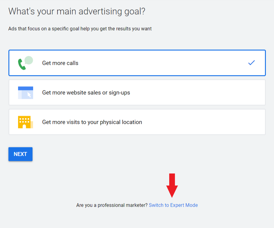 switch to expert mode Google Ads Setup - Switch to Default Editor